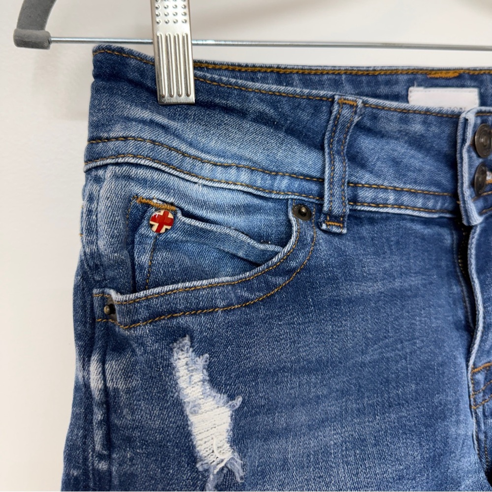 Hudson Jeans Ruby Short Distressed Rolled Cuff Denim Shorts Women’s Size 25 Blue - Picture 4 of 11